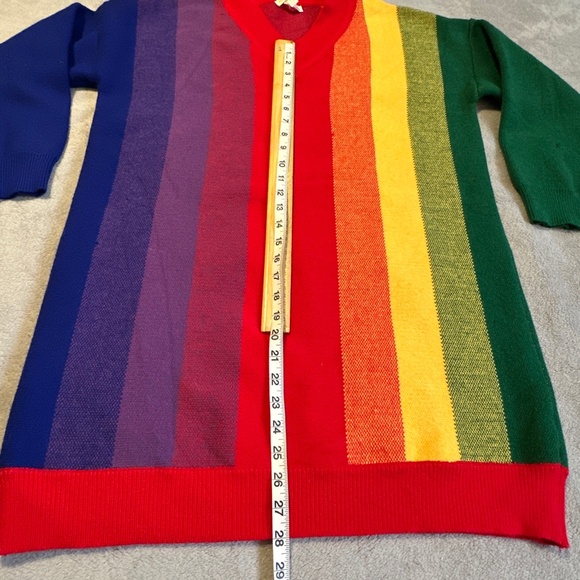 Hot & Delicious Rainbow Stripe Sweater Dress Medium Oversized Knit Pride Boho - Picture 3 of 6